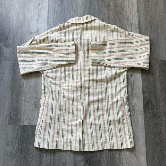 Anthropologie Maeve Cotton Stripe Boyfriend Blazer Jacket XS Oversized - Picture 5 of 8